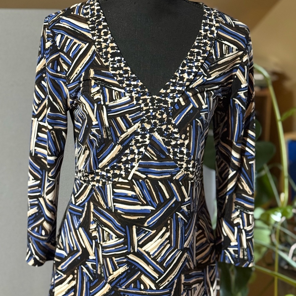 liz & co. Blue and Black Long Sleeve Dress